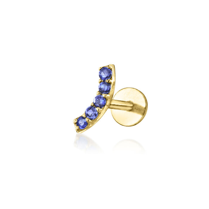 Sapphire-Accented Curved Single Flat-Back Stud Earring in 14kt Yellow Gold