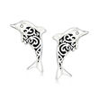 Sterling Silver and Black Enamel Dolphin Jewelry Set: Earrings and Pendant Necklace