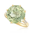 7.50 Carat Prasiolite Ring with White Topaz Accents in 14kt Gold Over Sterling