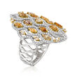 2.21 ct. t.w. Multicolored Diamond Ring in 18kt Two-Tone Gold