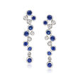 Gregg Ruth .64 ct. t.w. Sapphire and .25 ct. t.w. Diamond Bubble Bezel-Set Drop Earrings in 18kt White Gold