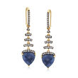 9.00 ct. t.w. Sapphire and .70 ct. t.w. White Zircon Drop Earrings in 18kt Gold Over Sterling