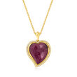 9.75 Carat Ruby and .20 ct. t.w. White Topaz Heart Pendant Necklace in 18kt Gold Over Sterling
