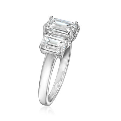 4.00 ct. t.w. Emerald-Cut Lab-Grown Diamond Three-Stone Ring in 14kt White Gold