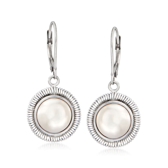 10mm Cultured Pearl Drop Earrings in Sterling Silver