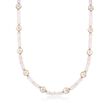 95.00 ct. t.w. Morganite Bead and 9.5-10.5mm Pink Cultured Pearl Station Necklace with 14kt Gold