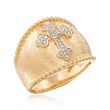 .10 ct. t.w. Diamond Cross Ring in 18kt Gold Over Sterling