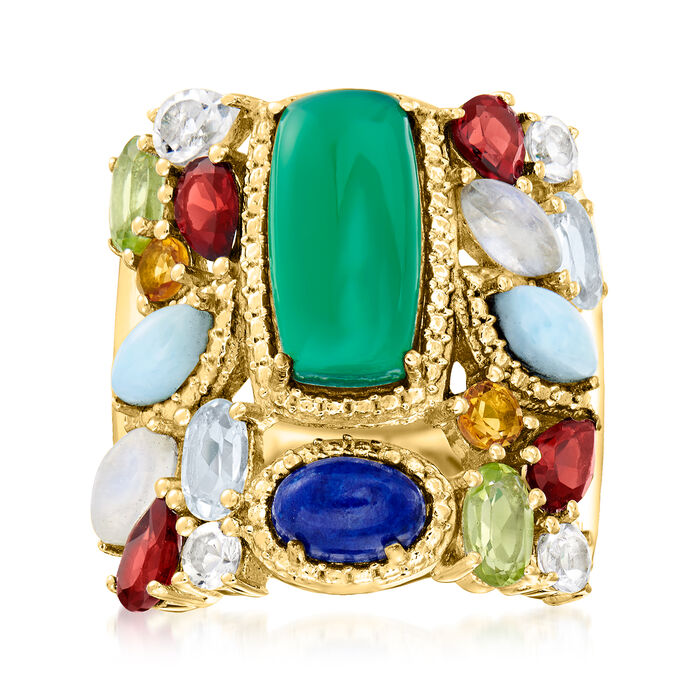7.20 ct. t.w. Multi-Gemstone Ring in 18kt Gold Over Sterling
