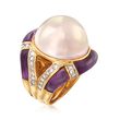 C. 1980 Vintage 18mm Mabe Pearl and Carved Multi-Stone Ring with .75 ct. t.w. Diamonds in 18kt Gold