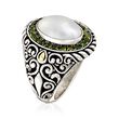 14x10mm Cultured Mabe Pearl and .80 ct. t.w. Chrome Diopside in Sterling Silver and 18kt Gold