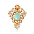 C. 1970 Vintage Opal and .60 ct. t.w. Diamond Pin Pendant in 14kt Yellow Gold