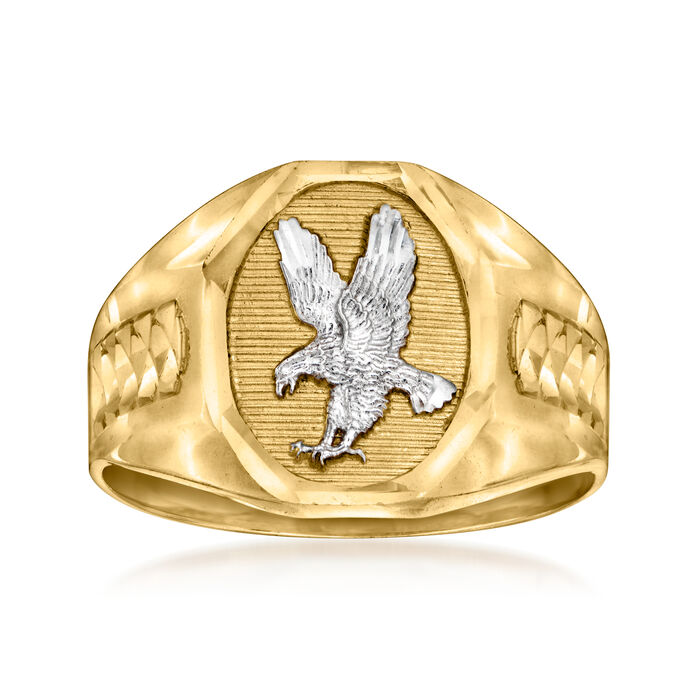 Men's 14kt Yellow Gold Rounded Eagle Ring