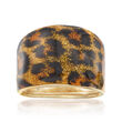 Italian Leopard Print Enamel Dome Ring in 14kt Yellow Gold