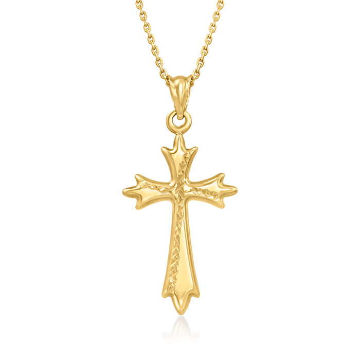 14kt Yellow Gold Angular Cross Pendant Necklace
