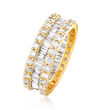 3.00 ct. t.w. Round and Baguette Diamond Eternity Ring in 14kt Yellow Gold