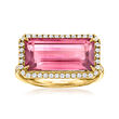 7.00 Carat Pink Tourmaline Ring with .40 ct. t.w. Diamonds in 18kt Yellow Gold