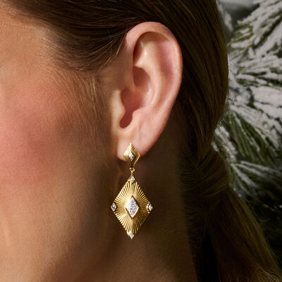 .20 ct. t.w. Diamond Geometric Drop Earrings in 18kt Gold Over Sterling