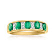 1.00 ct. t.w. Emerald Ring with Diamond Accents in 14kt Yellow Gold