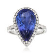6.25 Carat Pear-Shaped Tanzanite and .40 ct. t.w. Diamond Ring in 14kt White Gold