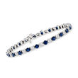 6.25 ct. t.w. Sapphire and 1.00 ct. t.w. Diamond Tennis Bracelet in Sterling Silver