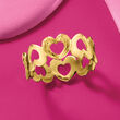 Italian 18kt Yellow Gold Textured and Polished Heart Ring