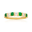 C. 1980 Vintage .25 ct. t.w. Emerald and .20 ct. t.w. Diamond Ring in 14kt Yellow Gold