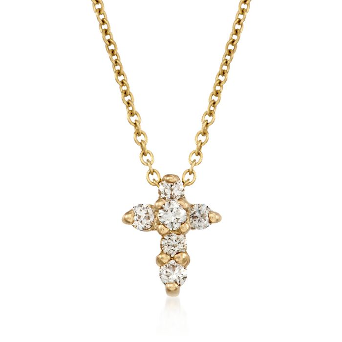 Roberto Coin .11 ct. t.w. Diamond Cross Necklace in 18kt Yellow Gold    