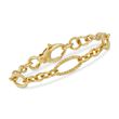 Italian Andiamo 14kt Yellow Gold Twisted Oval and Circle-Link Bracelet