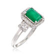 1.60 Carat Emerald and .31 ct. t.w. Diamond Ring in 14kt White Gold