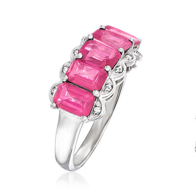 2.80 ct. t.w. Pink Topaz Ring with Diamond Accents in Sterling Silver