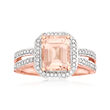 1.70 Carat Morganite and .26 ct. t.w. Diamond Ring in 14kt Rose Gold