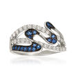 Le Vian .20 ct. t.w. Blueberry Sapphire and .53 ct. t.w. Vanilla Diamond Swirl Ring in 14kt Vanilla Gold
