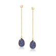 8-8.5mm Black Cultured Pearl Bead and Chain Drop Earrings in 14kt Yellow Gold