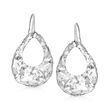 Italian Sterling Silver Hammered and Polished Open-Space Teardrop Earrings