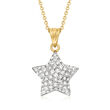 C. 1990 Vintage 1.35 ct. t.w. Diamond Star Pendant Necklace in 14kt Yellow Gold