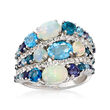 Opal and 3.00 ct. t.w. Multi-Gemstone Ring in Sterling Silver