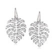 Italian Sterling Silver Hammered and Polished Palm Leaf Drop Earrings