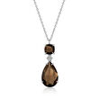 10.20 ct. t.w. Smoky Quartz Pear-Shaped Necklace with Diamond Accent in Sterling Silver