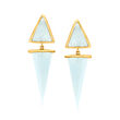 14.70 ct. t.w. Aquamarine Drop Earrings in 18kt Gold Over Sterling 