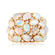 Opal and .25 ct. t.w. Diamond Cluster Dome Ring in 14kt Yellow Gold