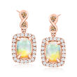 Le Vian Neopolitan Opal Drop Earrings with .30 ct. t.w. Chocolate and Vanilla Diamonds in 14kt Strawberry Gold
