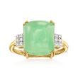 Jade Ring with Diamond Accents in 10kt Yellow Gold