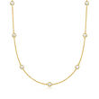 5-5.5mm Cultured Pearl Station Necklace in 18kt Gold Over Sterling