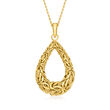 10kt Yellow Gold Byzantine Teardrop Pendant Necklace