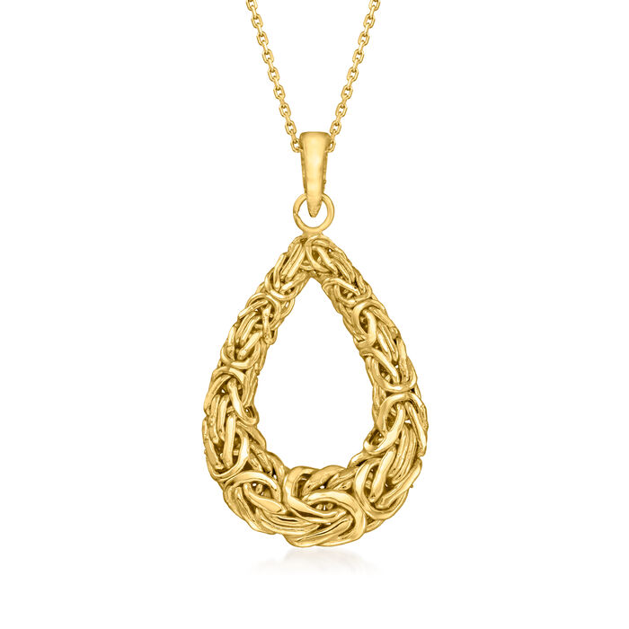 10kt Yellow Gold Byzantine Teardrop Pendant Necklace