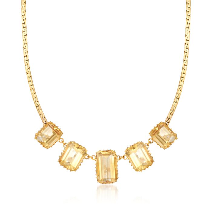 C. 1970 Vintage 73.00 ct. t.w. Citrine Necklace in 14kt Yellow Gold