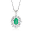 .80 Carat Emerald Pendant Necklace with .42 ct. t.w. Diamonds in 18kt White Gold