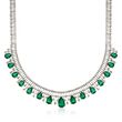 C. 1980 Vintage 20.50 ct. t.w. Emerald and 6.25 ct. t.w. Diamond Necklace in 18kt White Gold