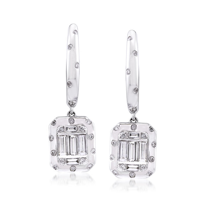 1.34 ct. t.w. Diamond Cluster Drop Earrings in 18kt White Gold