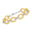 Charles Garnier &quot;Mesh&quot; 1.10 ct. t.w. CZ Oval-Link Bracelet in Two-Tone Sterling